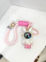 Electroplated iridescent space rabbit pendant