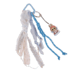 Labubu blue-green color woven ribbon pendant