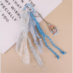 Labubu blue-green color woven ribbon pendant