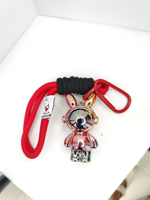 Electroplated iridescent space rabbit pendant