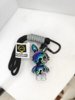 Electroplated iridescent space rabbit pendant