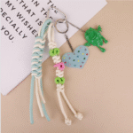 Labubu blue-green color woven ribbon pendant