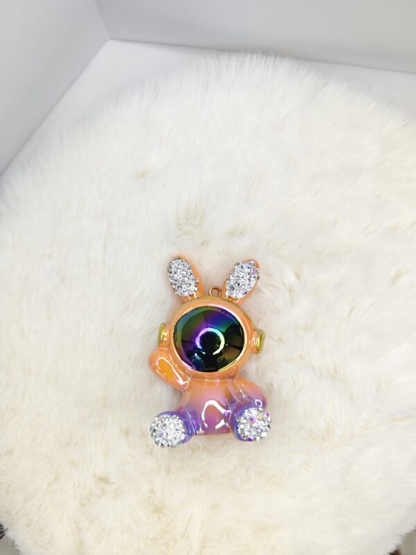 Electroplated iridescent space rabbit pendant