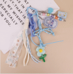 Labubu blue-green color woven ribbon pendant