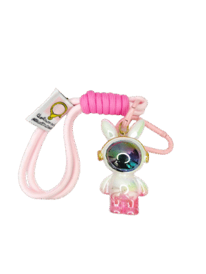 Electroplated iridescent space rabbit pendant